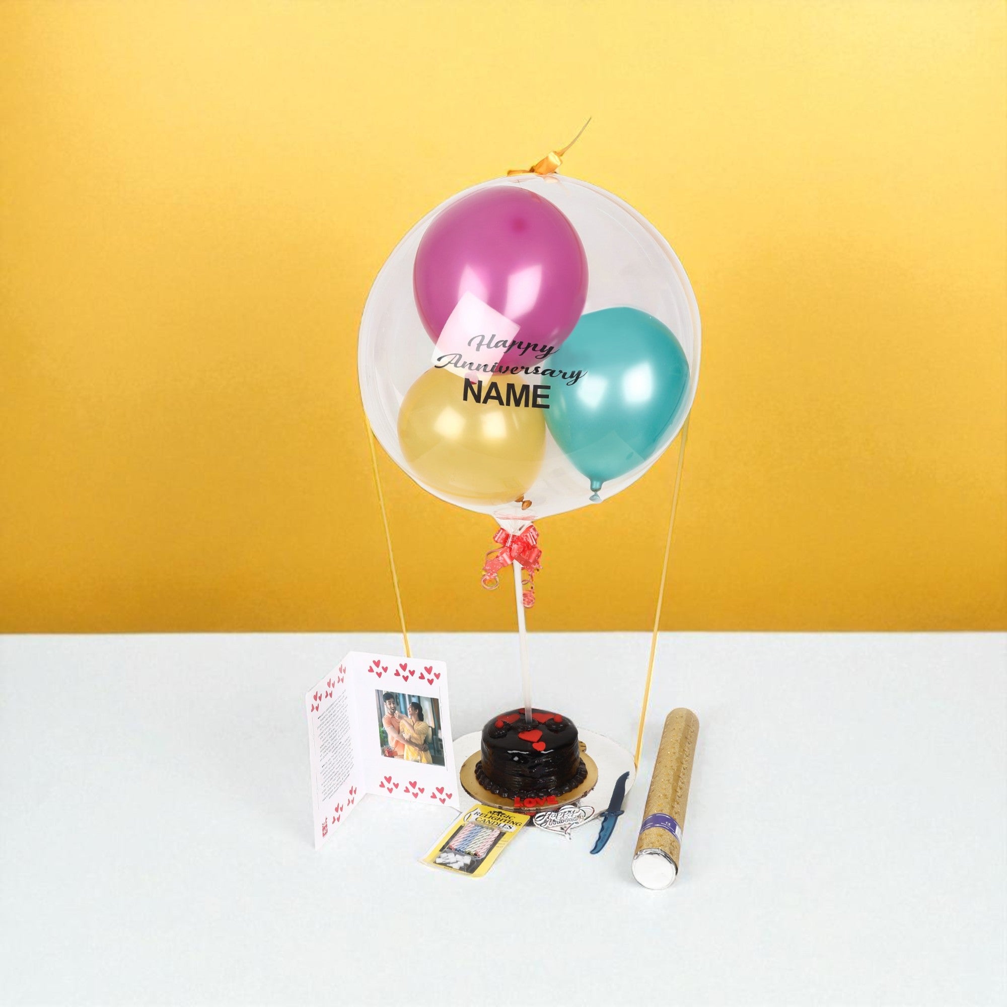 Balloon Hamper with Cake - Anniversary