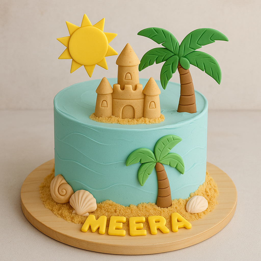 Beachside Sandcastle Fondant Cake