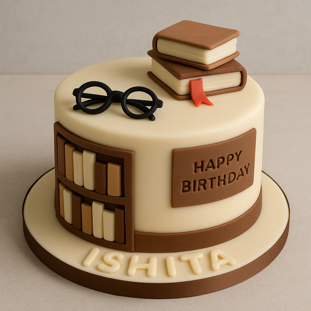 Book Lover Fondant Cake