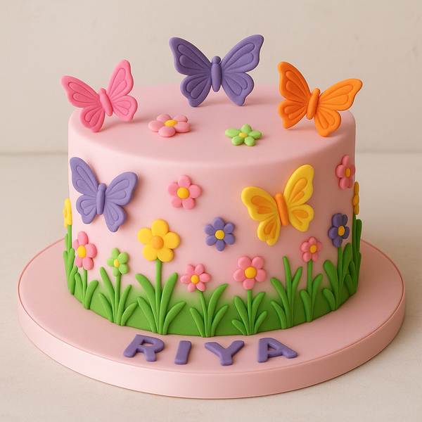 Butterfly Garden Fondant Cake