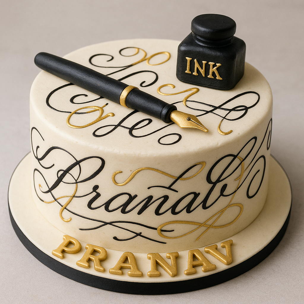 Calligraphy Art Fondant Cake