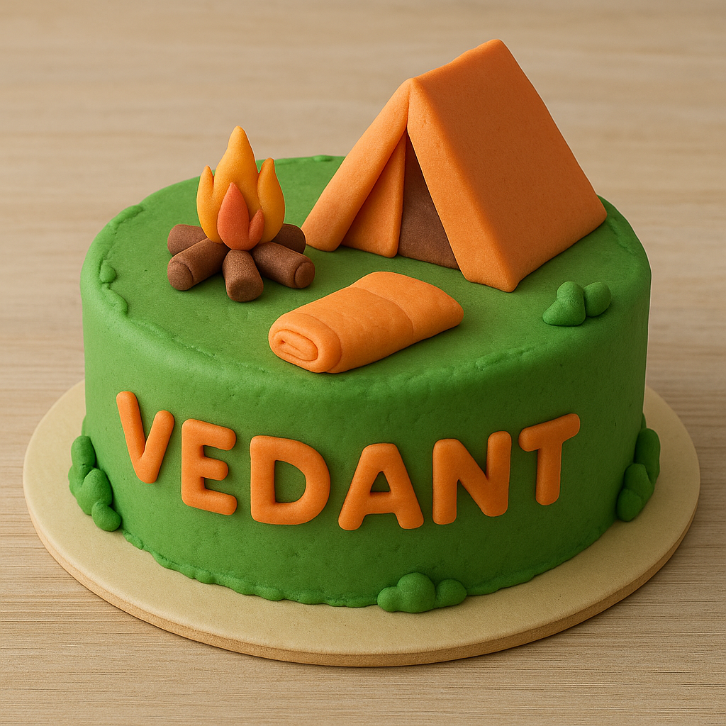 Camping Adventure Fondant Cake