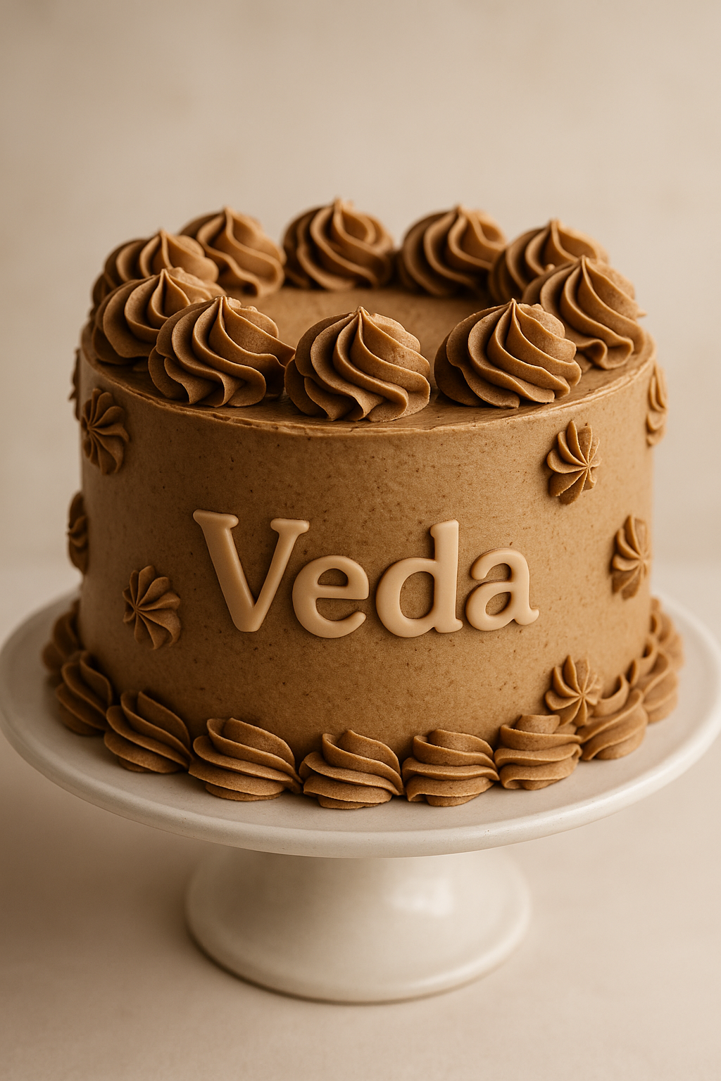 Coffee Buttercream Custom Name Cake – Elegant Birthday Indulgence