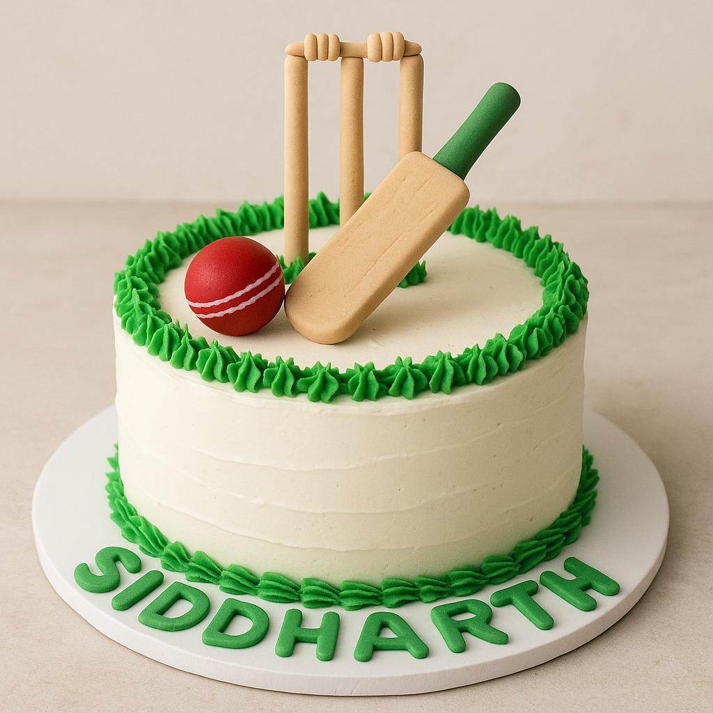 Cricket Pitch Fondant Cake