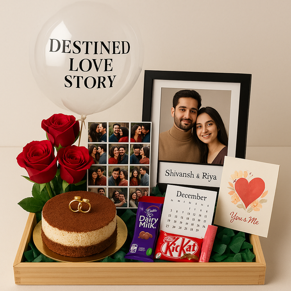 Destined Love Story Personalized Couple Gift Hamper Tray