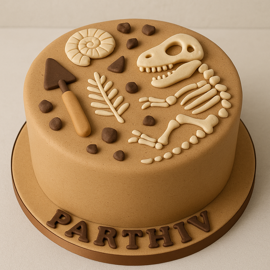 Dinosaur Fossil Dig Fondant Cake