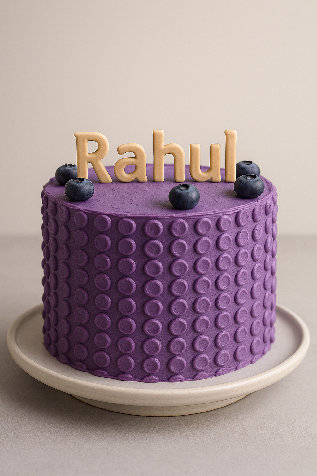 Elegant Purple Dot Custom Name Cake