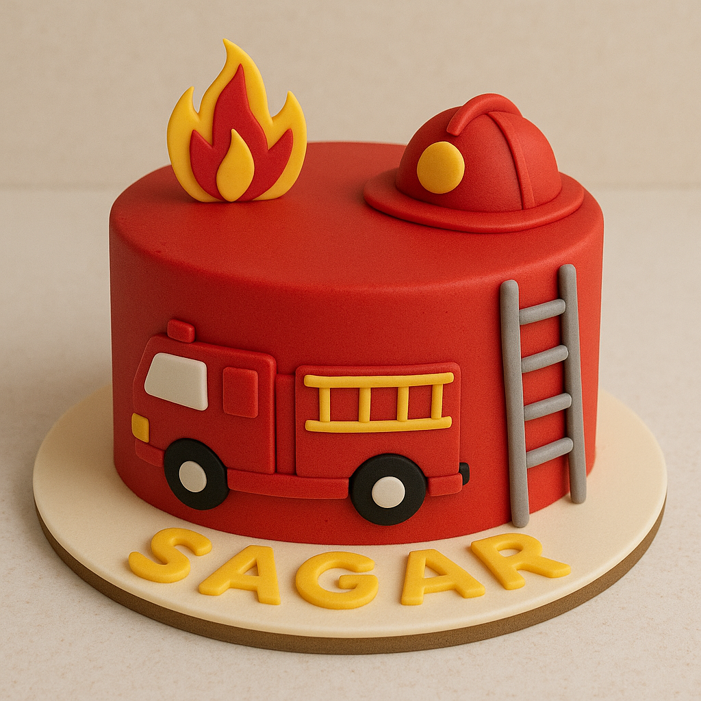 Fire Truck Fondant Cake