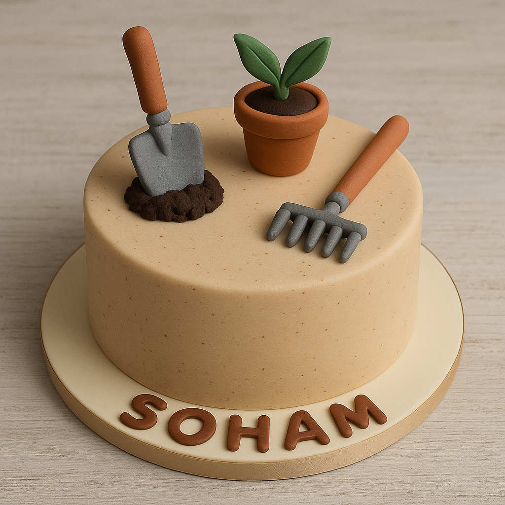 Gardening Tools Fondant Cake