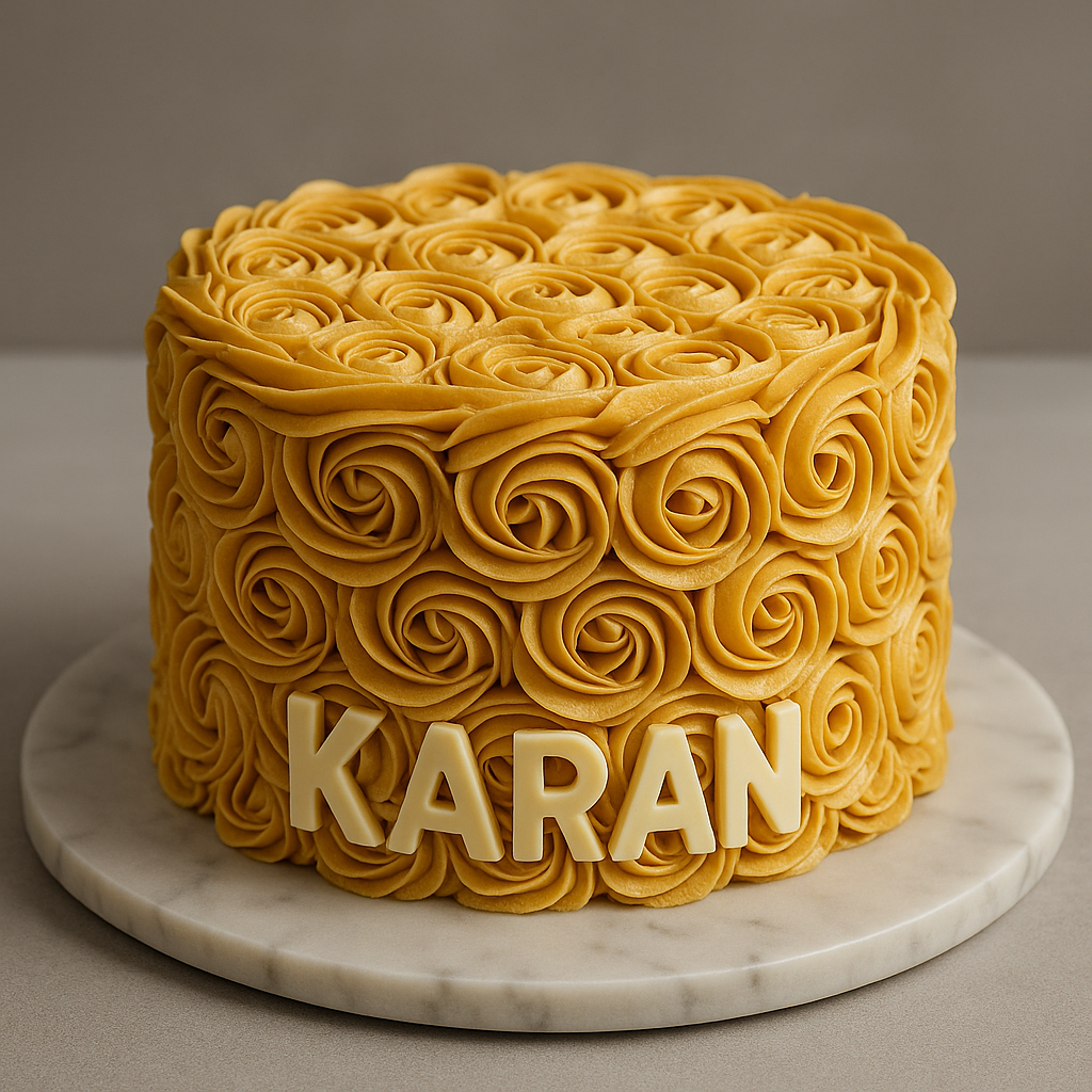 Golden Swirl Name Cake