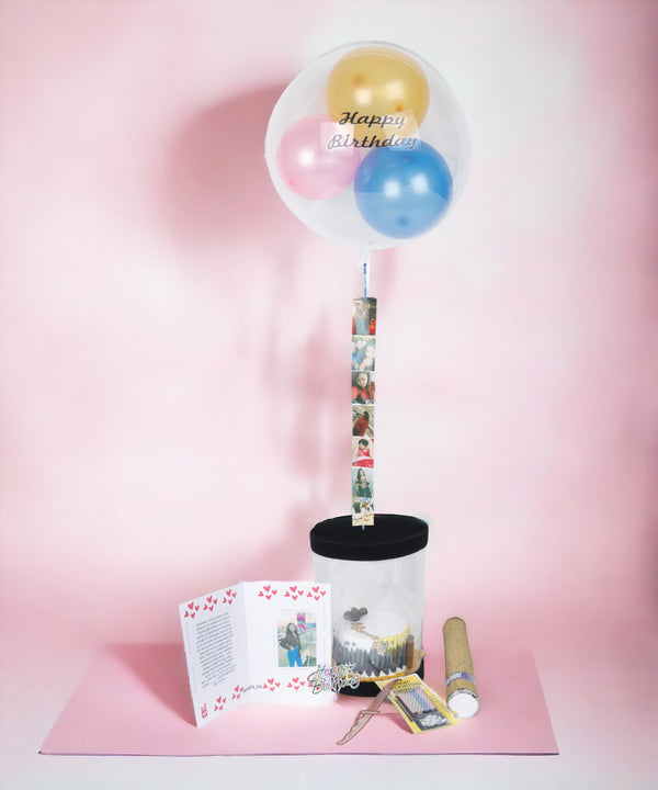 Helium Balloon Hamper with Cake for Birthday and Anniversary