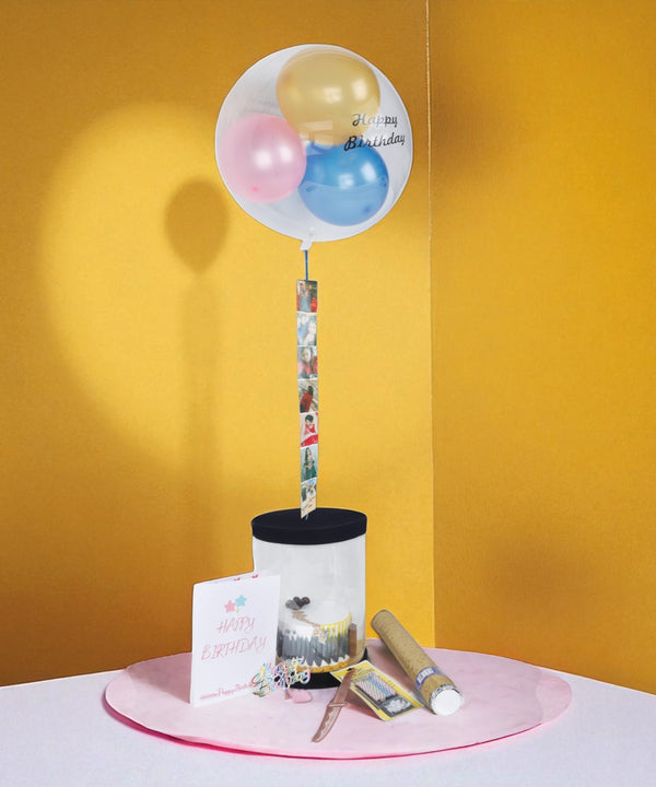Helium Balloon Hamper with Cake for Birthday and Anniversary