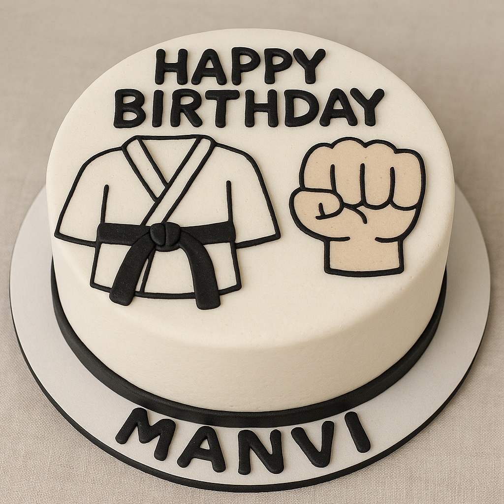 Karate Black Belt Fondant Cake