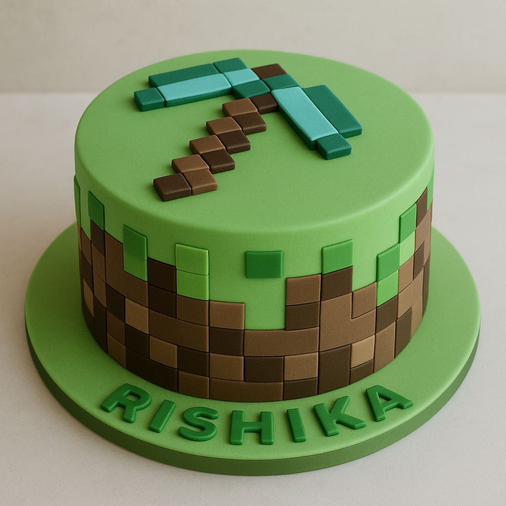 Minecraft Pixel Craft Fondant Cake
