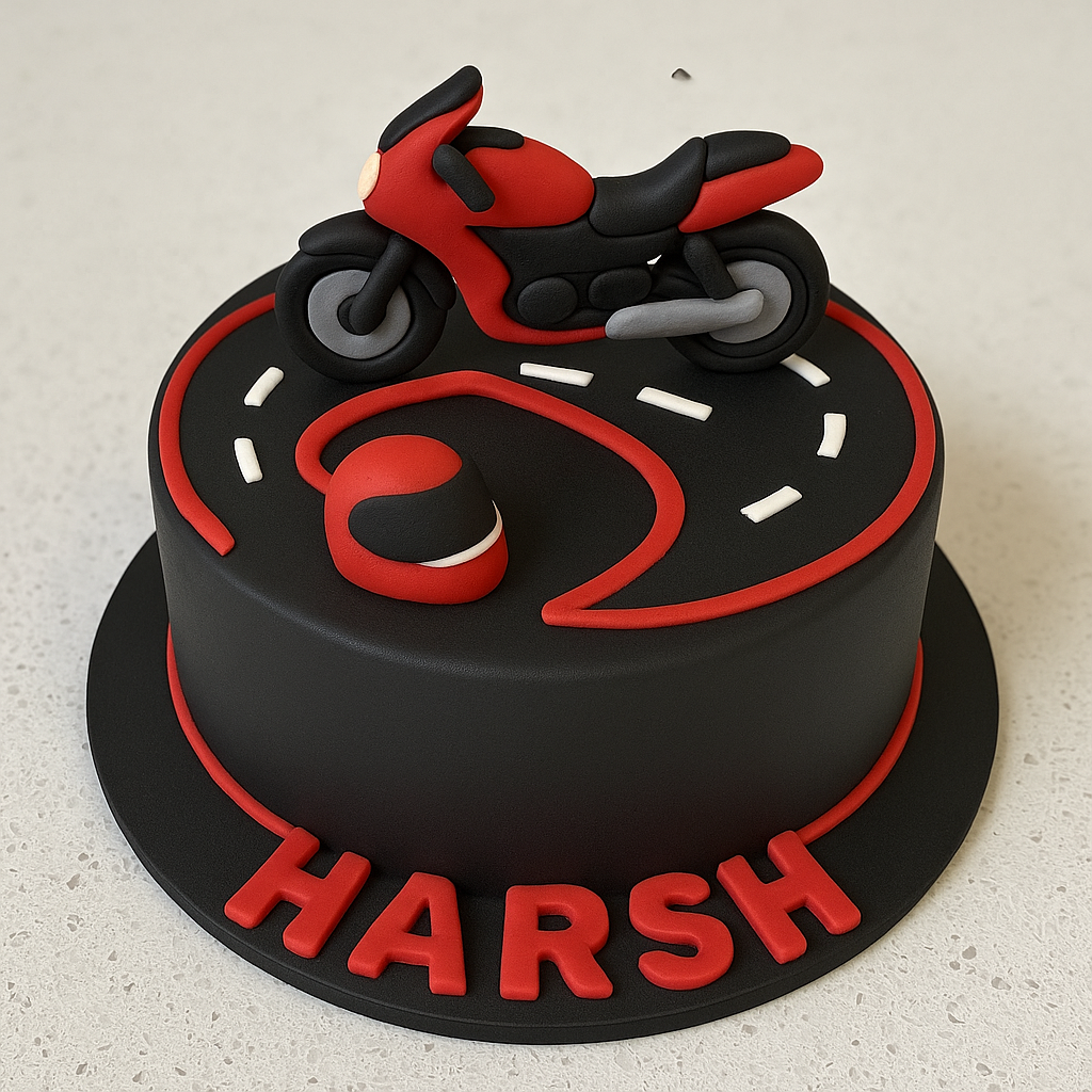 Motorcycle Racing Fondant Cake