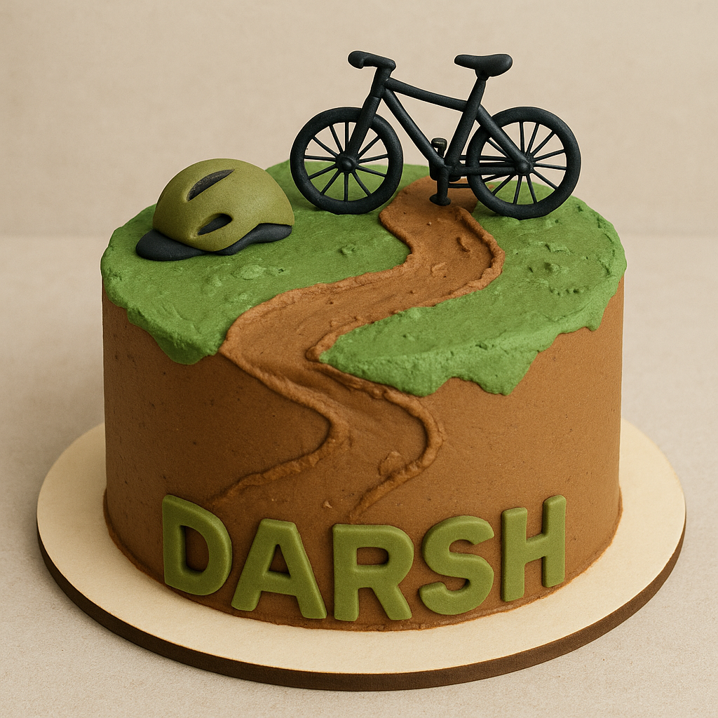 Mountain Biking Adventure Fondant Cake
