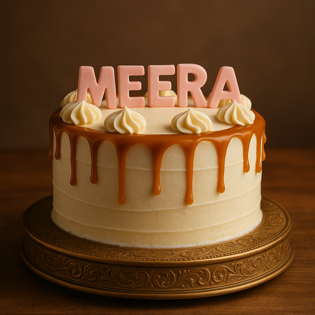 Name Caramel Drip Cake