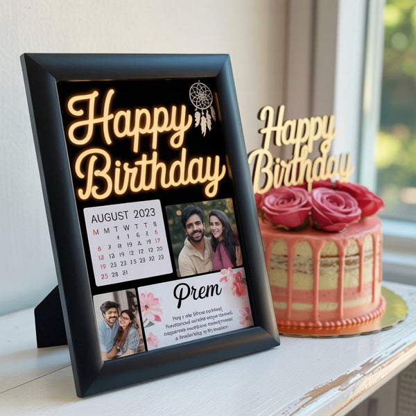 Neon Birthday Frame, Floral Drip Cake Premium Combo for Memorable Celebrations
