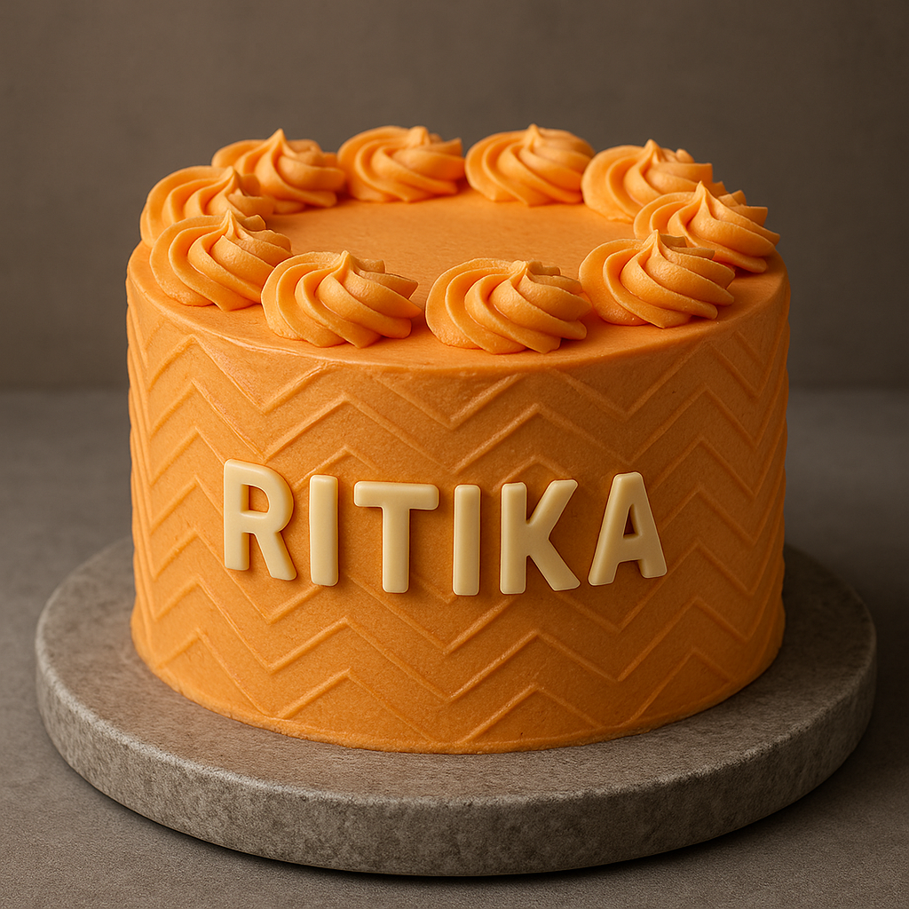 Orange Chevron Custom Name Cake