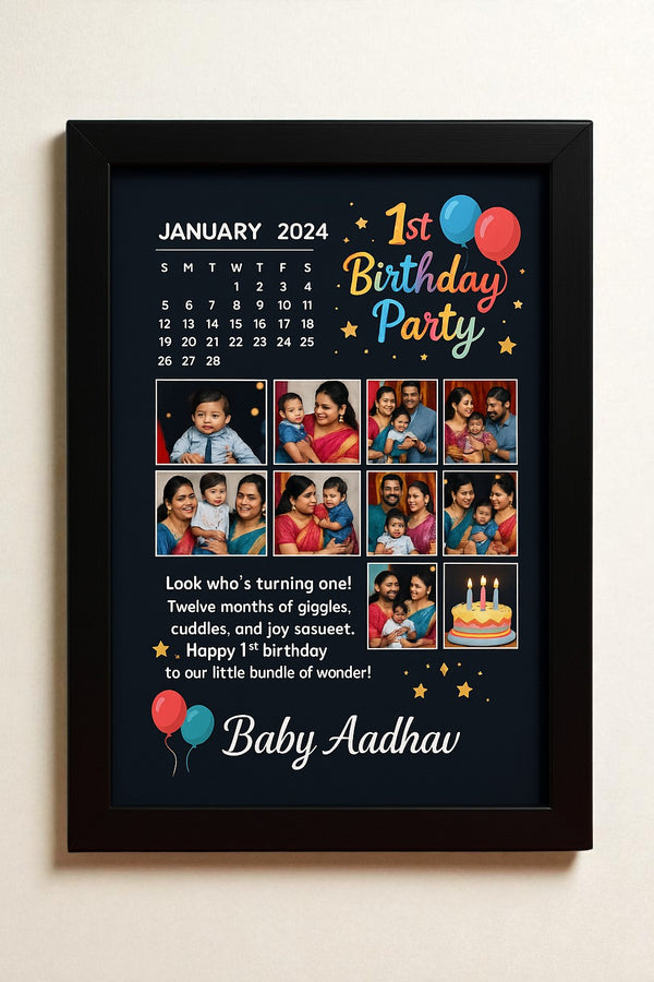 Personalized 1st Birthday Party Photo Frame With Milestone Celebration Memory For Babies