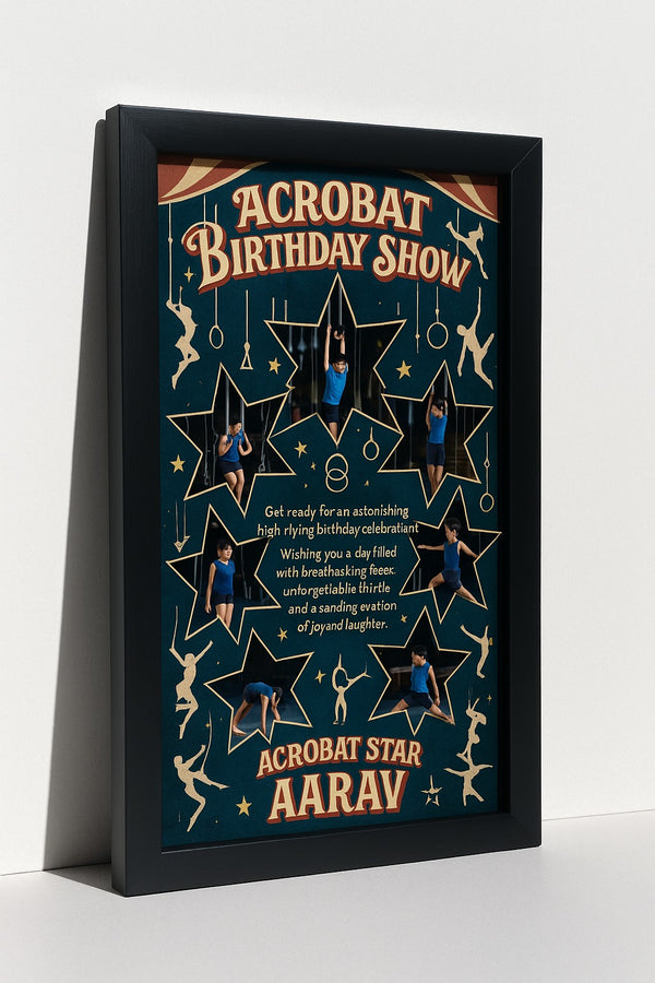 Personalized Acrobat Birthday Show Photo Frame For Kids’ Circus And Gymnastics Parties