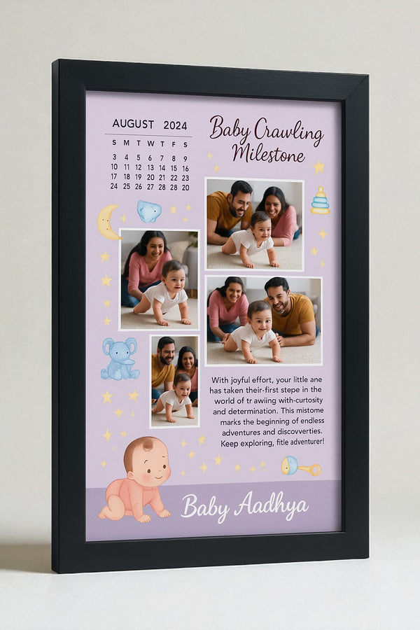 Personalized Baby Crawling Milestone Photo Frame With Cute Nursery Memory Gift