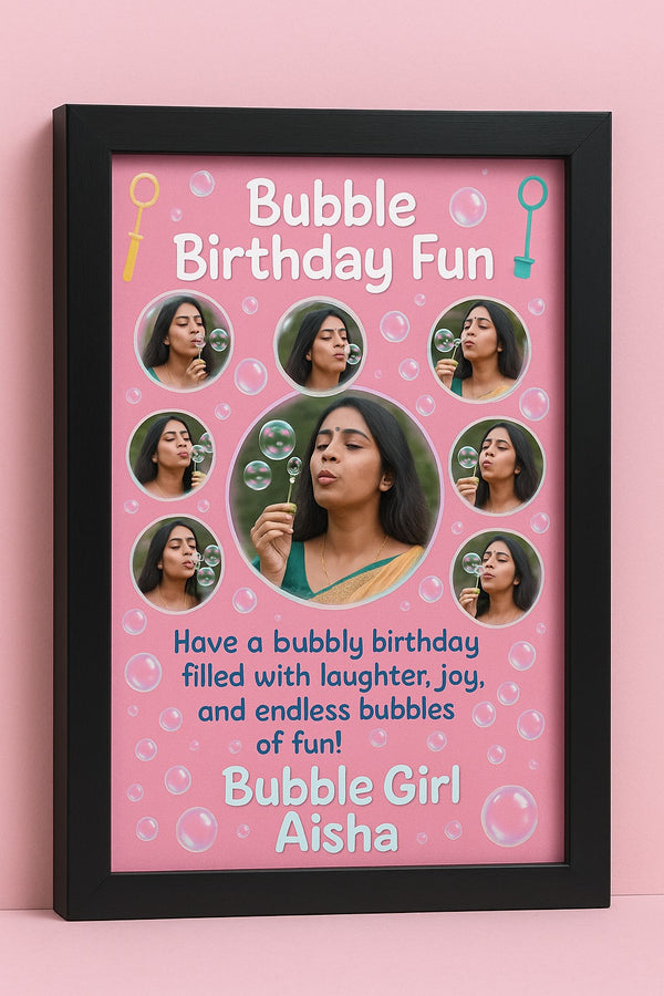 Personalized Bubble Birthday Fun Photo Frame  With Custom Bubbly Party Theme