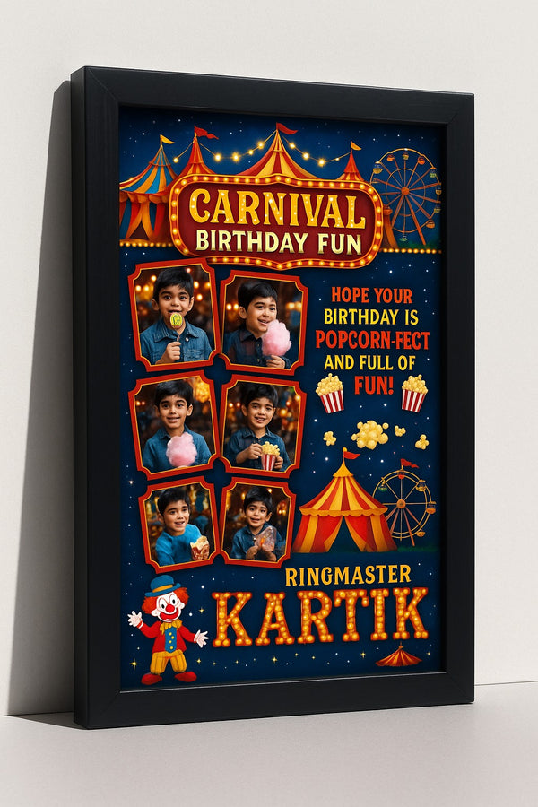 Personalized Carnival Birthday Fun Photo Frame With Circus Theme