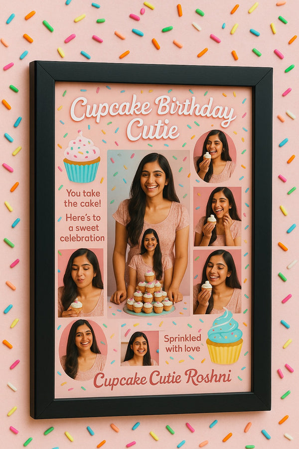 Personalized Cupcake Birthday Cutie Photo Frame With Sprinkles Theme For  Parties