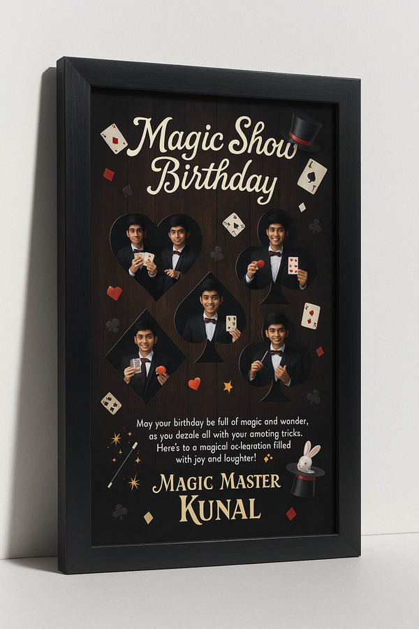 Personalized Magic Show Birthday Photo Frame With Custom Name For Little Magicians