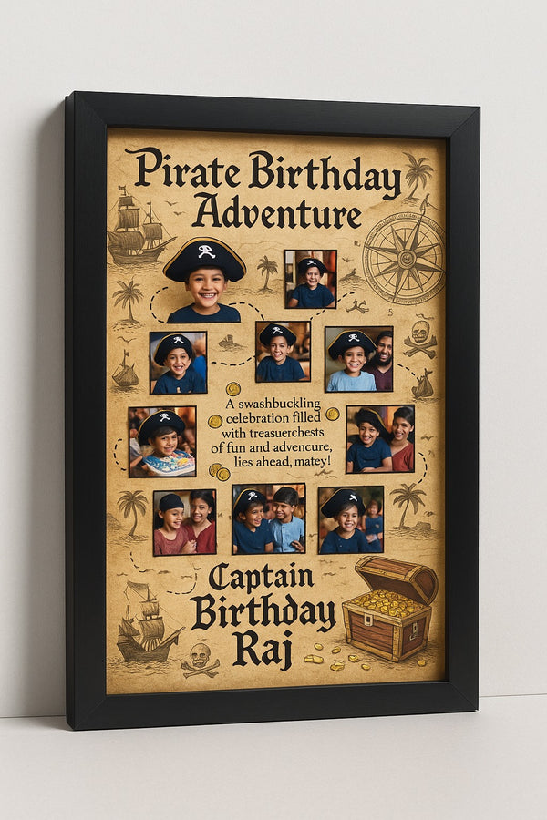 Personalized Pirate Birthday Adventure Photo Frame With Treasure Map Party Theme