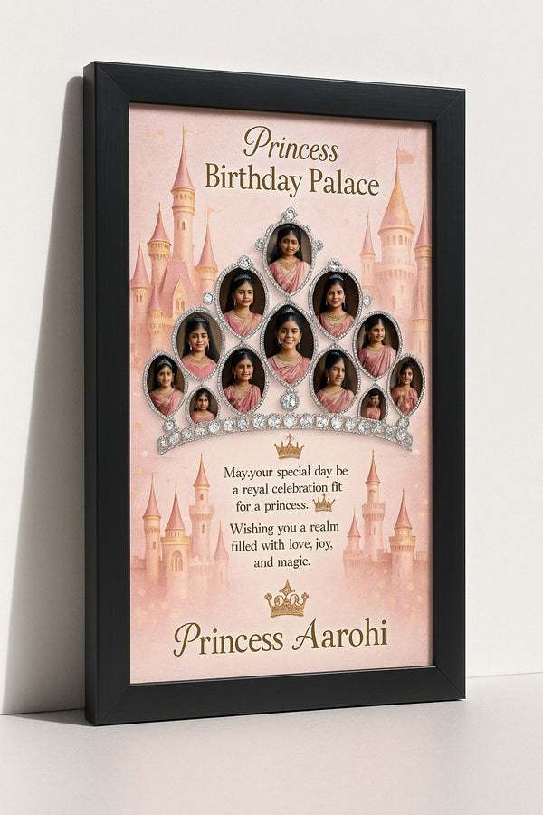 Personalized Princess Birthday Palace Photo Frame With Royal Castle Theme