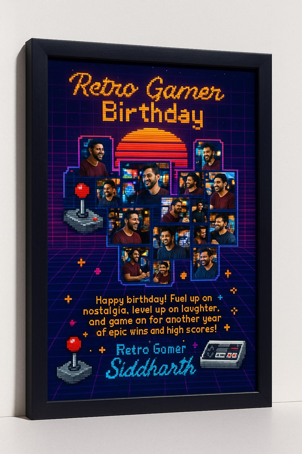 Personalized Retro Gamer Birthday Photo Frame  With Classic Gaming Theme