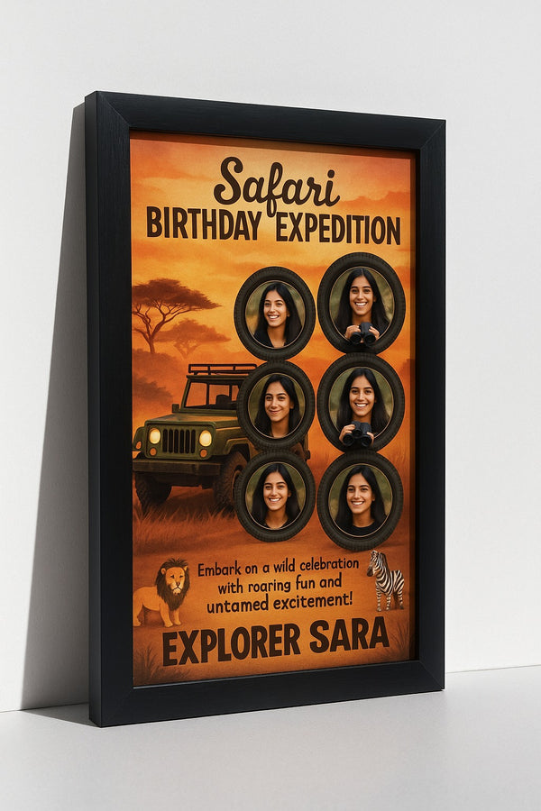 Personalized Safari Birthday Expedition Photo Frame For Wild Adventure Party Memories