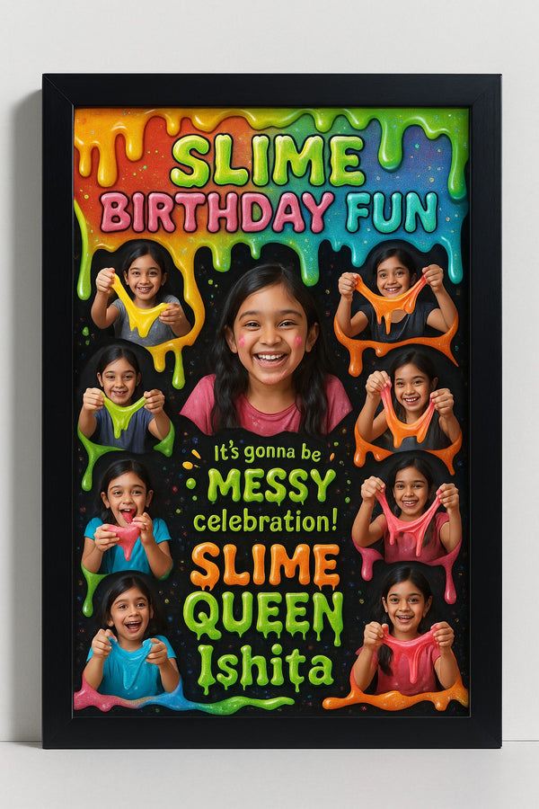 Personalized Slime Birthday Fun Photo Frame | Custom Slime Theme Gift