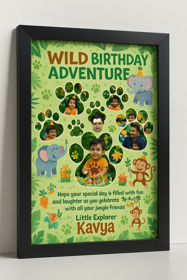 Personalized Wild Birthday Adventure Photo Frame With Jungle Safari Theme