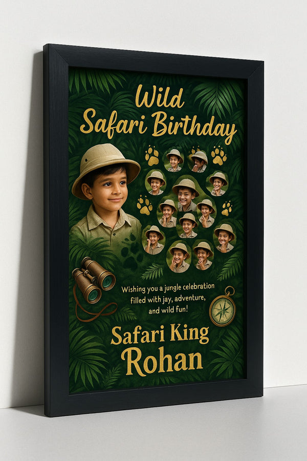 Personalized Wild Safari Birthday Photo Frame  With Jungle Adventure Theme