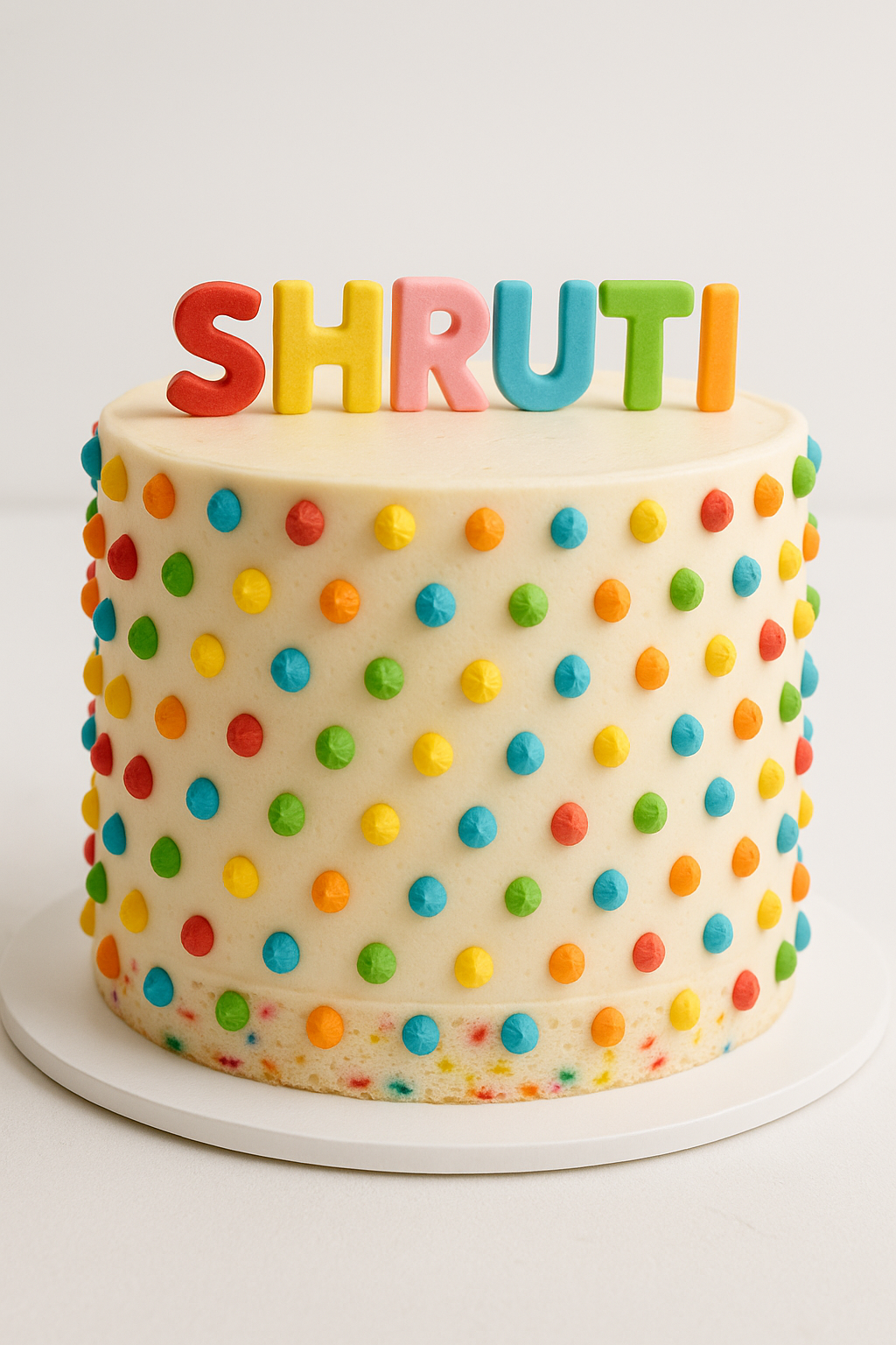 Rainbow Dot Custom Name Cake