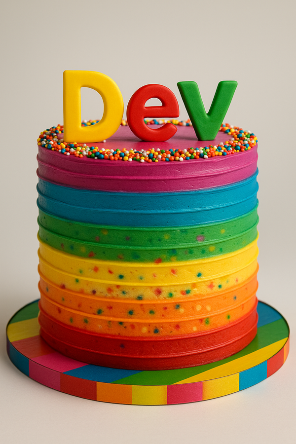 Rainbow Name Cake