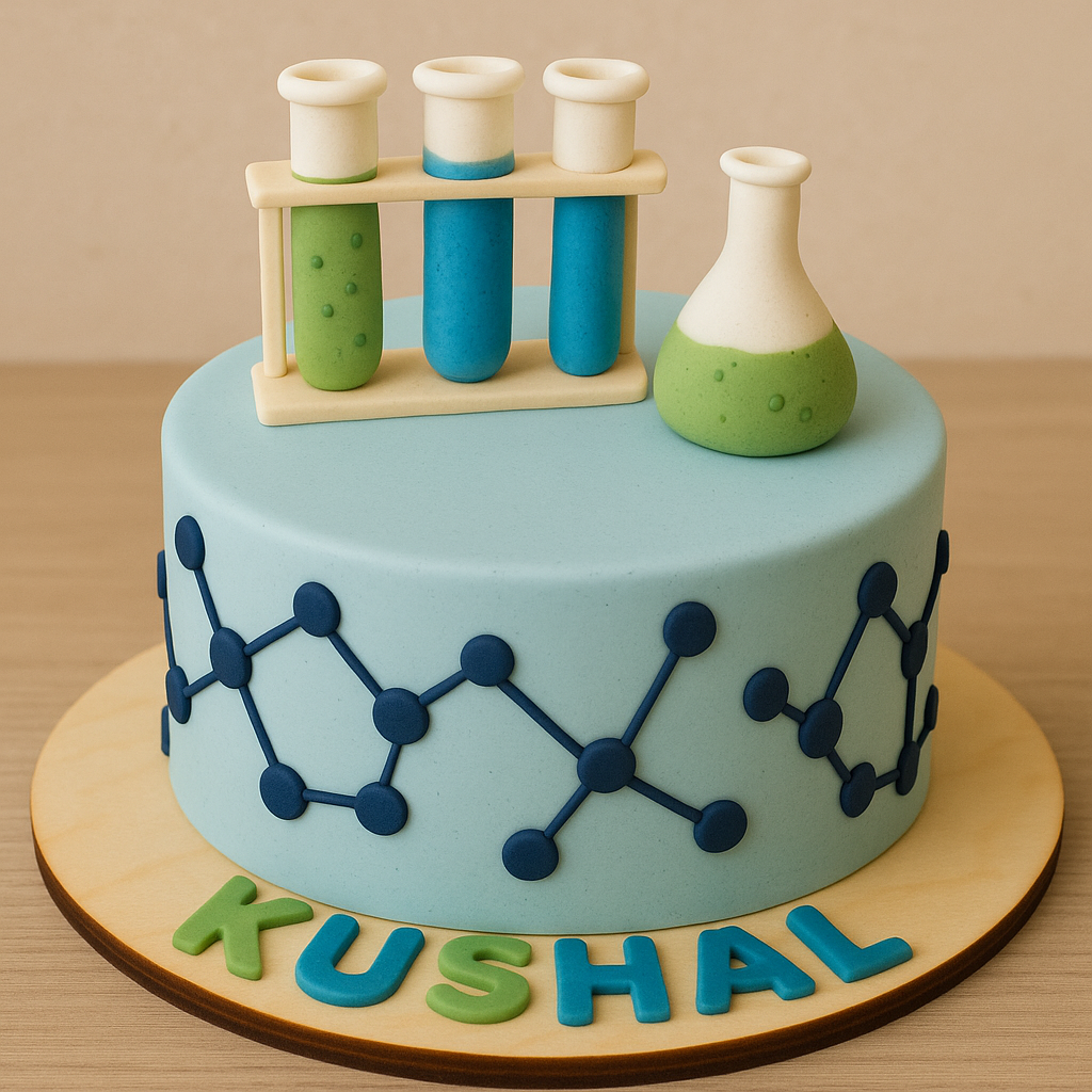 Science Lab Fondant Cake