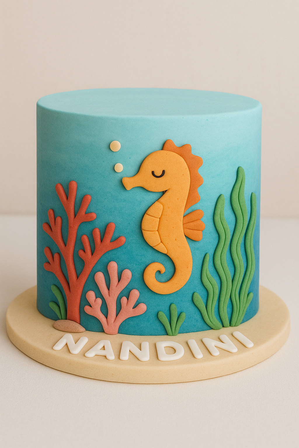 Seahorse Undersea Fondant Cake
