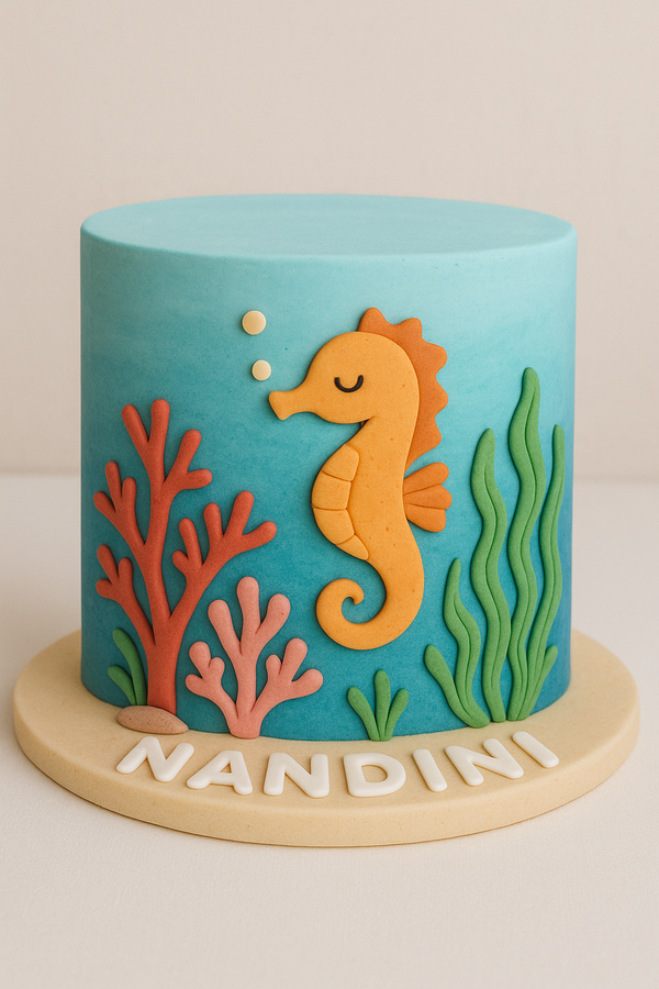 Seahorse Undersea Fondant Cake