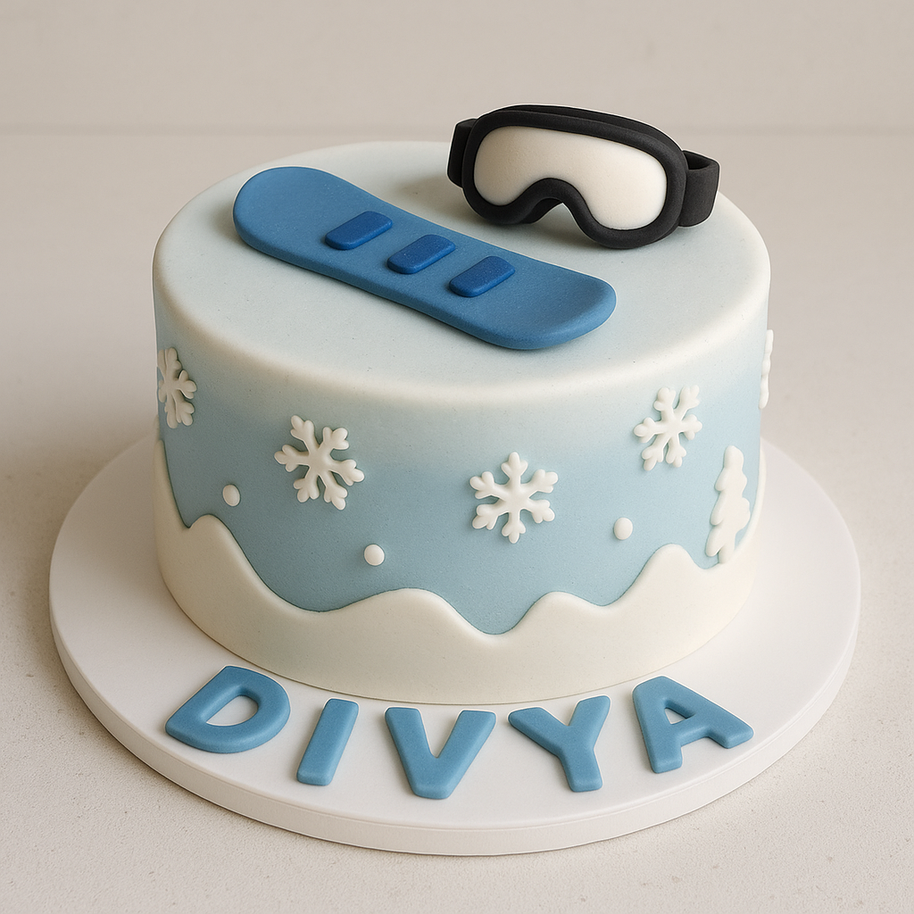 Snowboarder Winter Fondant Cake