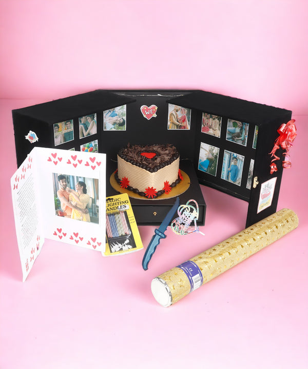 Wooden Love Box with Cake - Anniversary