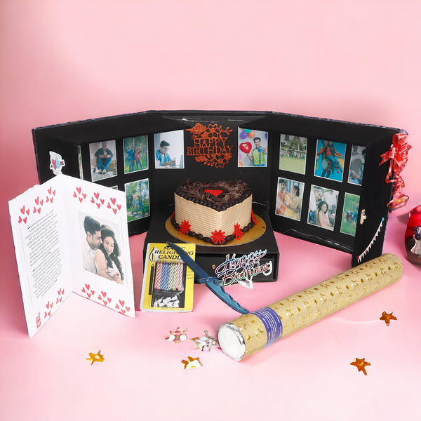 Wooden Love Box with Cake - Birthday